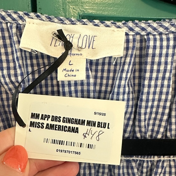Peach Love Miss Americana Blue Gingham Dress NWT - Picture 2 of 8